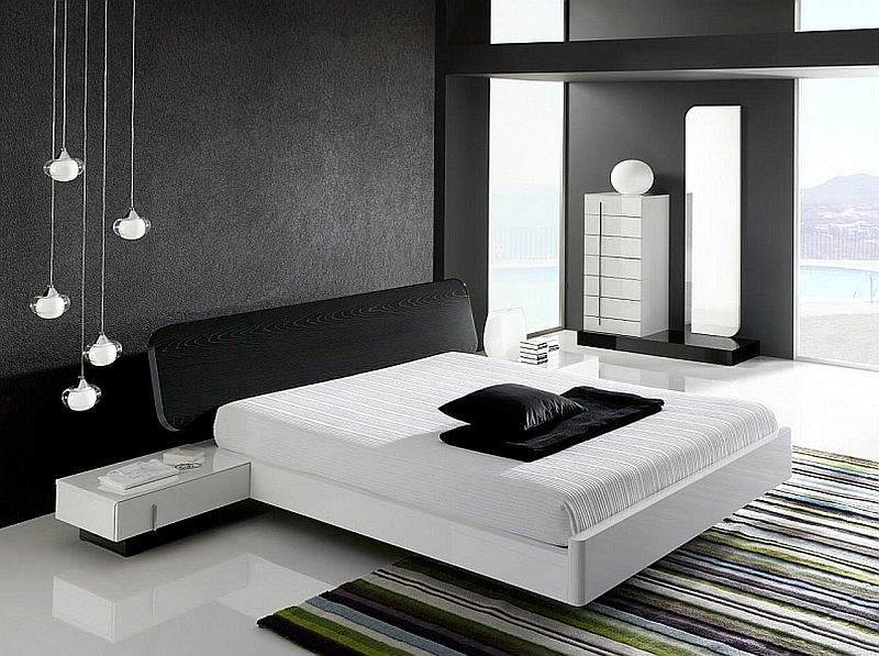 Dramatic minimalist bedroom makes a bold visual statement