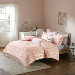 BLISS 5 darabos ágytakaró garnitúra - pink/arany - queen